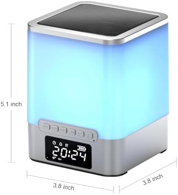 winshine Alarm Clock with RGB Night Light, Bluetooth Speaker, Colorful Music Rhythm Sync, Wake Up with Sound & Light, Touch Control, SD Card/AUX Support, Auto-Off Timer