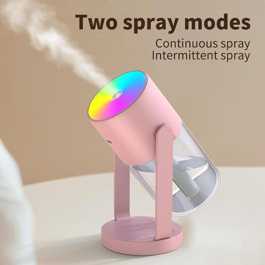 280ml Portable Shake Head Humidifier with Color LED Night Light, USB Personal Desktop Humidifier for Car, Home, Office, Travel, Auto Shutoff, Ultra-Quiet