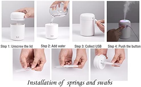 Portable Mini Humidifier, 300ml with Colorful LED Night Light, USB Personal Desktop Humidifier for Car Office Home Travel, Auto Shut-Off, 2 Mist Modes, Super Quiet(grey)
