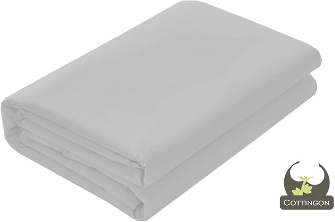 Cottingon 33"x75" Cot Sheet and Pillow Case 4 Piece Set, 100% Egyptain Cotton Soft Bedding Perfect for Rollaway, Folding, Guest Bed Frame, Fits Upto 7" Deep Mattress, Light Grey Solid