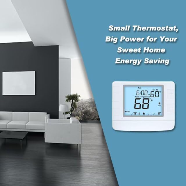 Programmable Thermostat for House, 1 Heat/1 Cool, Extra Large Display, White Backlight