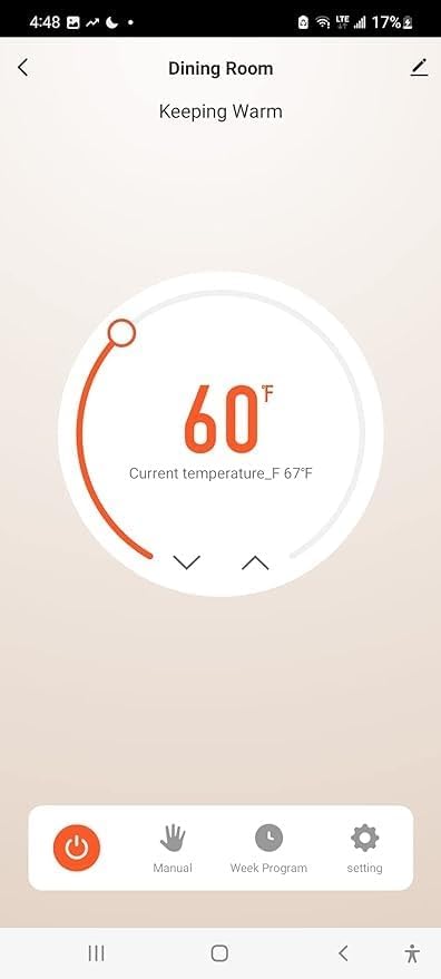 Wi-Fi Smart Thermostat for Electric Baseboard Heaters, 120-240V Systems, Proprietary Wall Plate, LCD Fahrenheit Display, Compatible with Alexa, Google Home, Smart Life and Tuya App