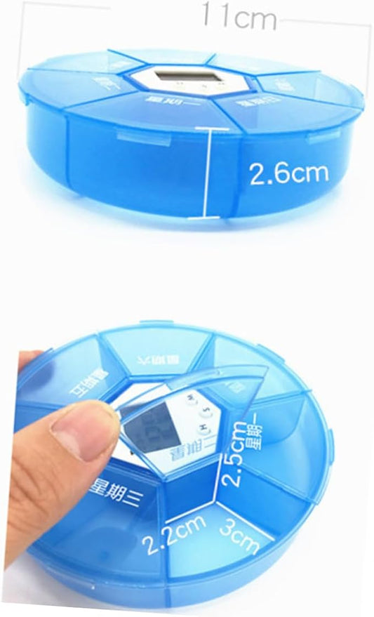 PartyKindom Compartments Pill Dispenser Alarm Clock Reminder Portable Electronic Medicine Organizer for Patients Edition