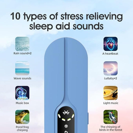 Under-Pillow Speaker for Sleeping - Mini Portable Wireless Bluetooth Bone Conduction, with White Noise & Timer | Supports TF Card, Suitable for Side Sleepers and Sleep Difficulties(Blue)