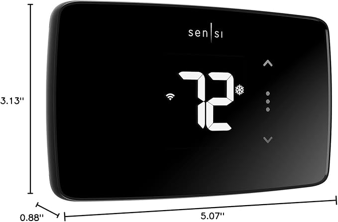 Sensi Lite Smart Thermostat, Programmable, WiFi, Easy DIY, Works With Alexa, ENERGY STAR Certified, ST25, Most Systems C-Wire Not Required, C-Wire needed with Heat/Cool Only & Heat Pump System – Black