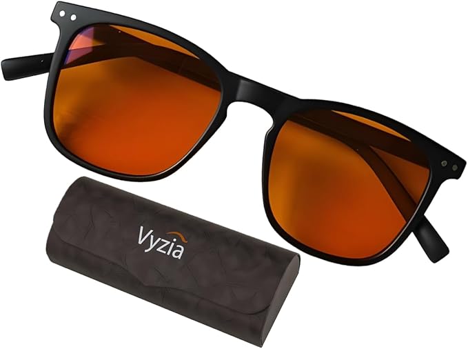 Vyzia Blue Light Blocking Glasses for Sleep – Anti-Glare Eye Comfort Eyewear for Men & Women – Relieves Eyestrain & Light Sensitivity – Great for Day & Night Use