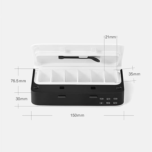 Pill Dispenser with Alarm, Daily Medicine Pill Organizer with up to 7 Alarms A Day,Smart Pill Box 6 Compartments, Pill Reminder for Elderly,White (White)