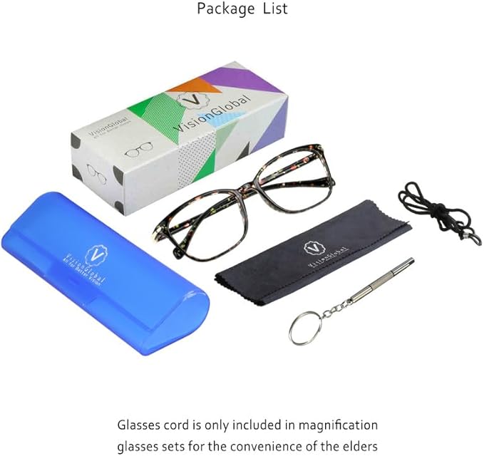 VisionGlobal Blue Light Blocking Glasses for Women, Anti Eyestrain, Computer Reading, TV Glasses, Stylish Square Frame, Anti Glare(Floral,+6.00 Magnification)