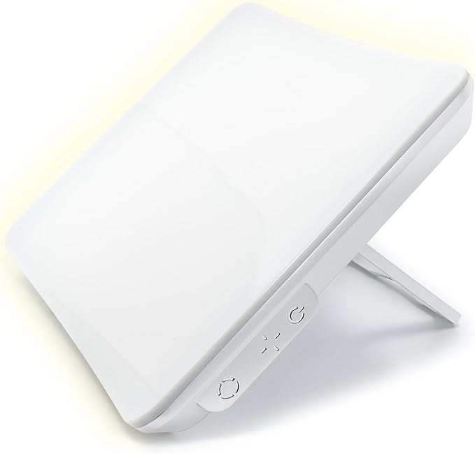 Carex Day-Light Elite Bright Sunlight Therapy Lamp, 10000 LUX Therapy Lamp at 12 Inches, LED Bright White Light with Adjustable Height and Brightness Levels for Mood, White