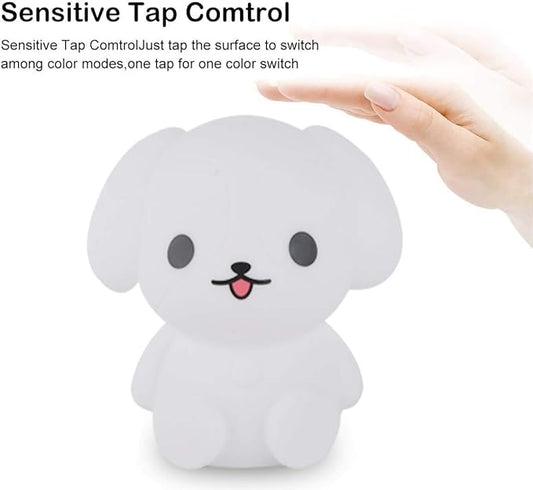 Night Light Kids with Cute Dog Design Baby Children's Room LED Bedside Lamp with Changeable RGB Colors Rechargeable Night Light Compatible with Touch-Control & Remote Control - Dog