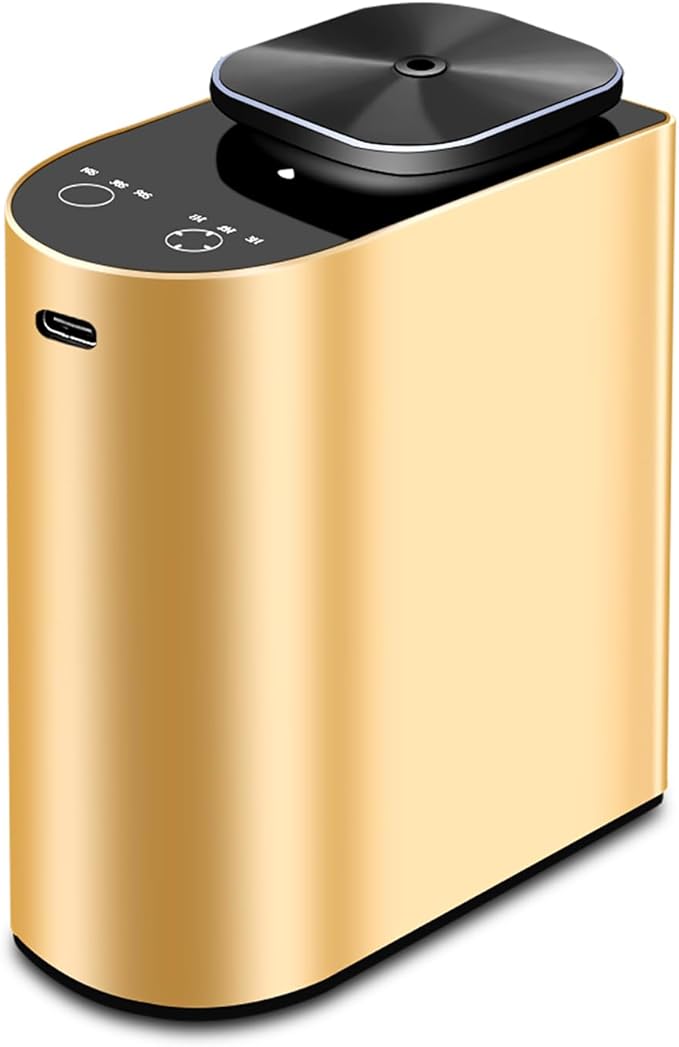 Waterless Essential Oil Diffuser,4000 mAh Large Battery, max 120ml Capacity, Suitable for Hotels, Large Rooms, Offices, bedrooms,Aluminum Alloy Desktop Scent Diffuser (Golden)