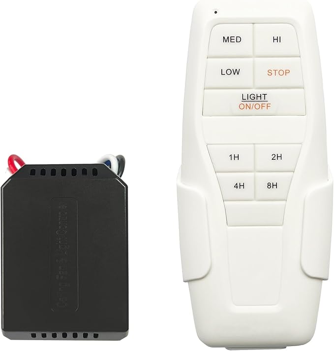 Ceiling Fan Remote Control Kit, Small Size and Universal Fan Remote, Speed, Timing and Light 3 in 1 Wireless Control, Compatible with Hunter and Others, YukiHalu