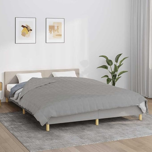vidaXL Weighted Blanket Large - Gray Fabric Blanket – Comfortable Pressure Interior - Non-Toxic Odorless Glass Beads Filling