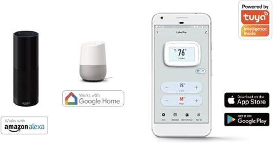 Lakepro-1 Programmable Thermostat for Home - Wi-Fi Enabled with Alexa Compatibility - Control Temperature and Remote Monitoring with Phone App (Requires a C-Wire)