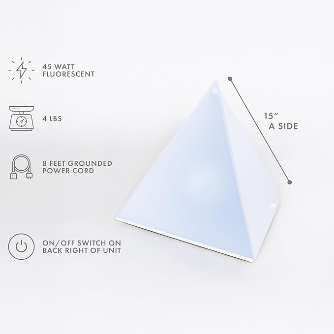 Northern Light Technologies Luxor - 10000 Lux Light Therapy Lamp - Full Spectrum Pyramid LED Lightbox Therapy Light for Natural Mood and Energy Enhancement, Sunlight Desk Lamp, White