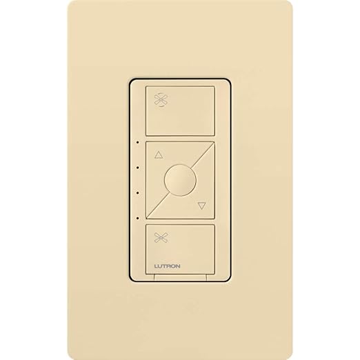 Lutron Caseta Smart Fan Speed Control Switch (Smart Hub Required), Single-Pole Lutron Caseta Switch for Ceiling Fans, PD-FSQN-IV, Ivory