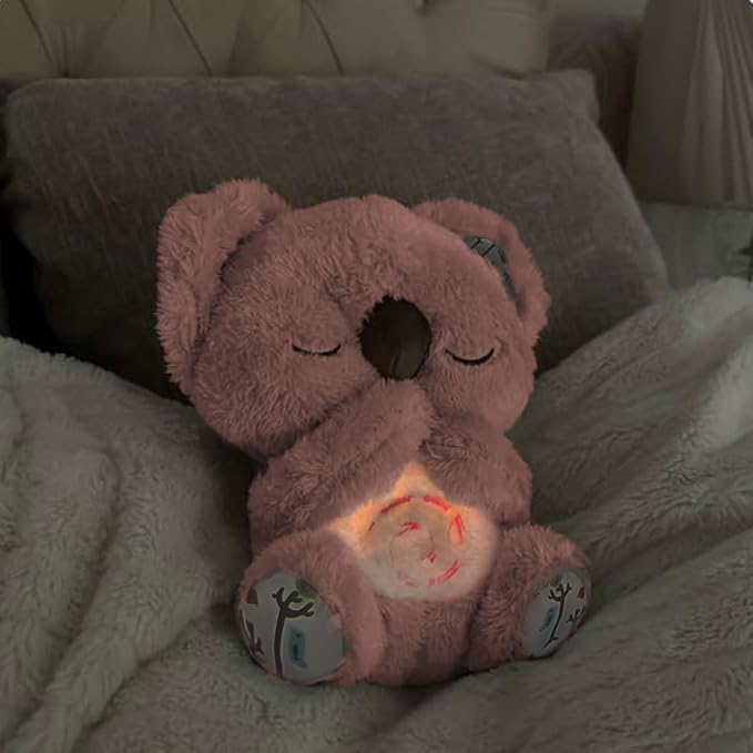 Breathing Koala Stuffed Animal - Anxiety Relief Plush with Musical Lights & Rhythmic Breathing Motion for Adults and Kids (Pink)