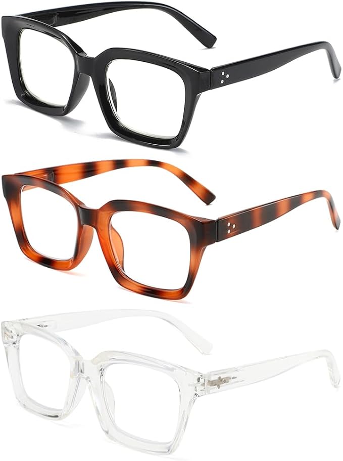Readers for Women Oprah Style Square Reading Glasses with Spring Hinge Blue Light Blocking for Men Ladies
