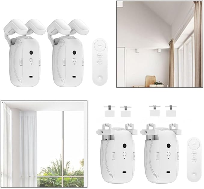 Electric Curtain Opener, Smart Home Automatic Curtain Opener, Battery Powered Remote Controlled Curtain Robot Motor with Remote Control Roman Rod/TU(1 Pack TU)