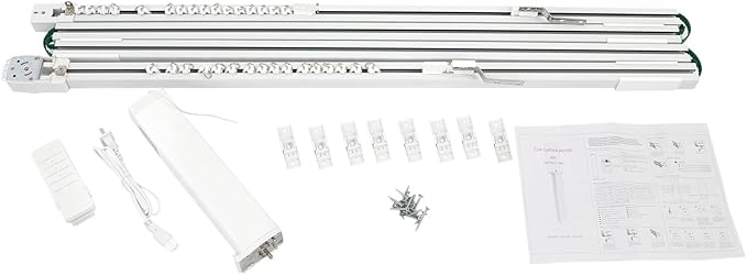 Smart Curtains System, Electric Curtain Track with 4 Slide Rails(38in Per) Motor & Timing Function, Voice App Remote Control Electric Curtain Rod Track for Bedroom, Living Room, Study Etc
