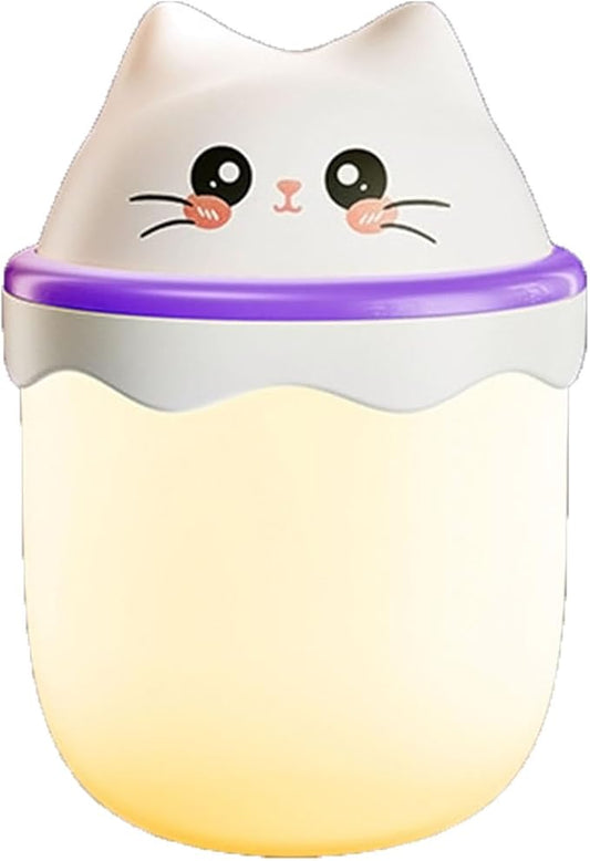 Cute Cat Shape Humidifier,Mini Humidifier, USB Personal Desktop Humidifier for Car, Plants, Office Room, Bedroom, 2 Mist Modes, 2 LED Colors,Auto Shutoff, Quiet