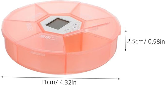 Didiseaon 2pcs Compact Travel Pill Organizer with Alarm Reminder Day Automatic Medication Dispenser Portable Case with Compartments for Daily Vitamins and Supplements
