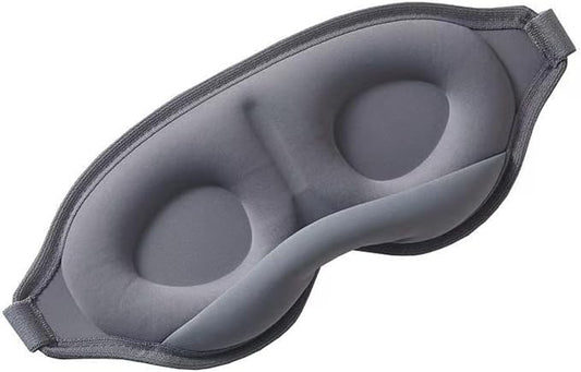 3D Contoured Sleep Mask, Memory Foam, Adjustable Strap, Ergonomic Design for Total Darkness (Grey)