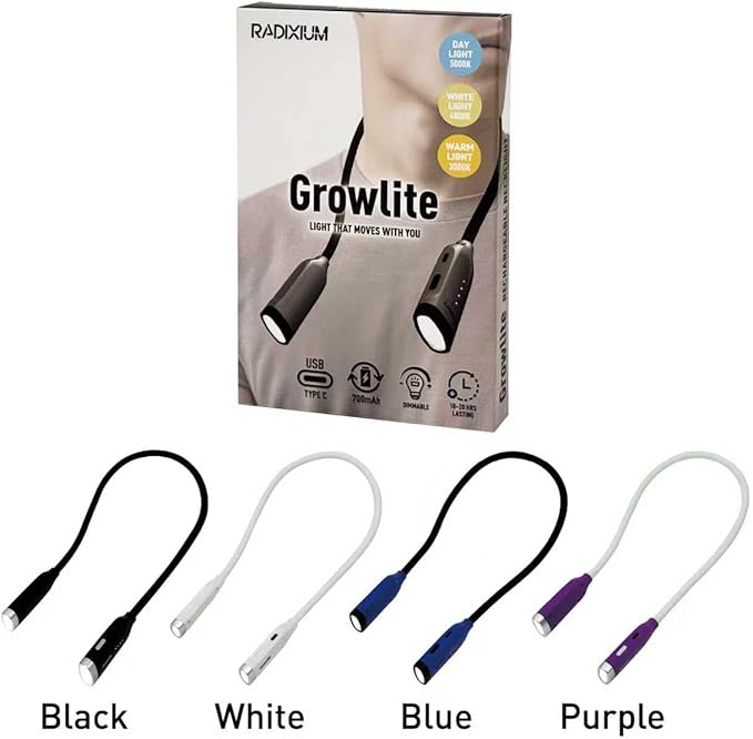 Neck Reading Light, 3 Color & Brightness Adjustable Book Light for Reading in Bed, Hands-Free, Lightweight, USB C Rechargeable, Eye-Caring, Perfect for Crafts, Camping, Kids & Adults (black)