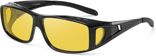 Fit Over Glasses Blue Light Blocking and Night Vision Driving Glasses for Men Women Wrap Around Goggles Eyewear PT2006