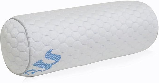 Kingnex Bolster Roll Pillow Under Knee for Back Sleepers Between Legs for Side Sleep to Relief Lower Back Pain Shredded Latex Filling and Removable Cooling Cover 20x8