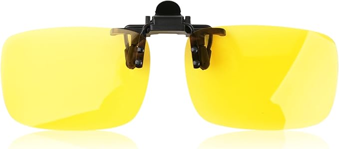 Clip on Polarized Night Vision Driving Glasses Flip up Sunglasses UV-400 to Wear Over Glasses for Night Driving