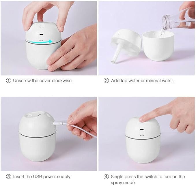 The Mini Ultrasonic USB Humidifier & Essential Oil Diffuser—a Portable Aroma Maker for Home and car, Featuring Soothing LED Night Lamp and Anion Mist with Green Pink White Color. (Green)