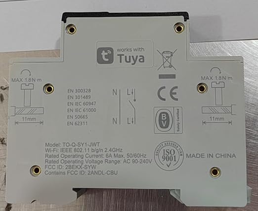 DIY 1P+N Smart Wi-Fi Switch, Work with Alexa and Google Assistant for Voice Control, 6A with Energy Monitor, Smart Life/Tuya APP Remote Control, Timer Functions, DIN Rail Mounted,FCC Certified