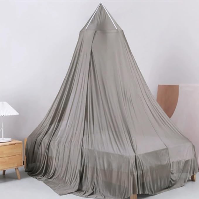 Round Anti Radiation Net Shield Bed Canopy, 100% Silver Fiber EMF Shielding Net Canopy, Blocks Radiation/EMF/WiFi/5G & Other RF Attenuation 10MHz-10GHz 35-60dB(Suitable for 1.2X2M beds)