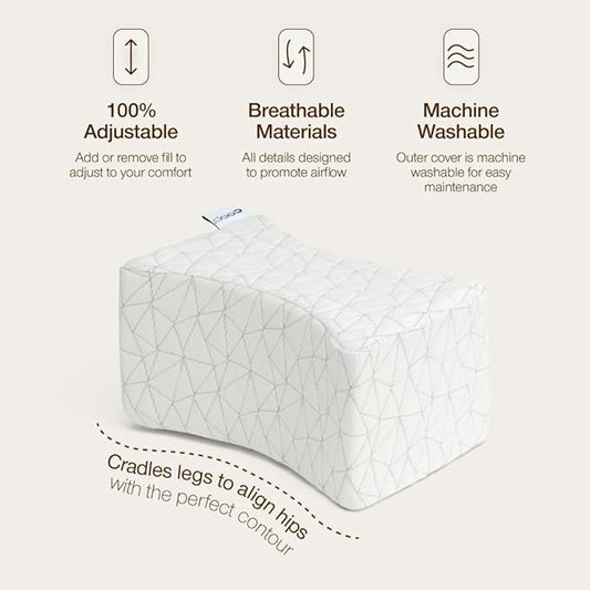 Coop Home Goods Leg Support & Knee Pillow for Side Sleeper, Adjustable Soft Orthopedic Leg Pillow for Sleeping, Pregnancy, Sciatica, Back, Hip and Joint Support with Washable Cover