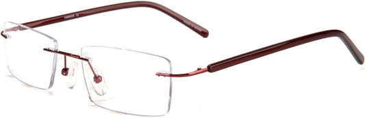 FONHCOO Blue Light Blocking Glasses Anti Blue Ray Unisex Lightweight Rimless Frameless Rectangle Computer Gaming Glasses