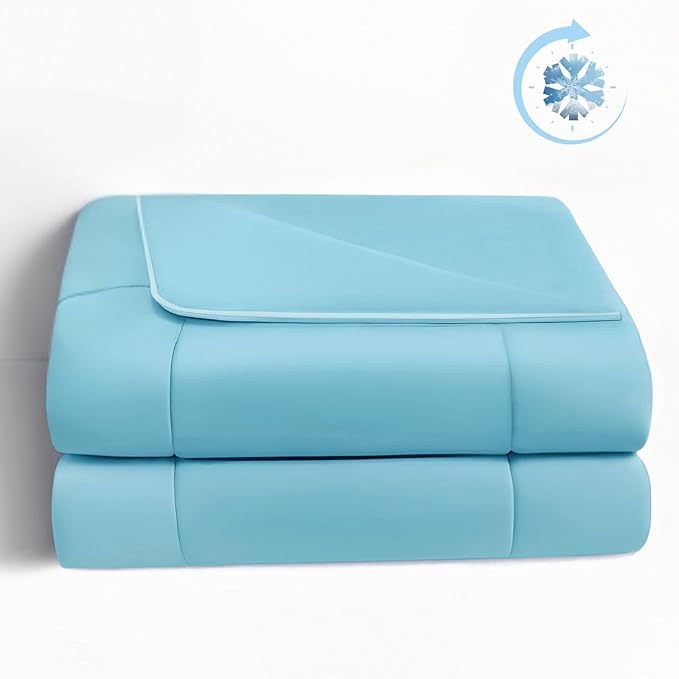 PROMEED Weighted Cooling Comforter for Menopause - Gentle Pressure Cooling Blanket with QMAX 0.45 Tech, Hot Flash & Night Sweat Relief, Breathable & Machine Washable, 7LB Measures 91"x102"