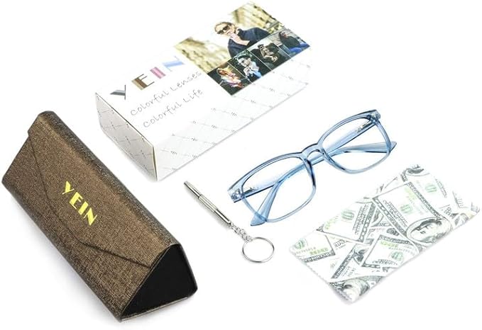YEIN Progressive Multifocus Reading Glasses, Spring Hinge Blue Light Blocking Glasses for Women Men, No Line Multifocal Readers with Clear Lenses (+0.00/+1.50 magnification)
