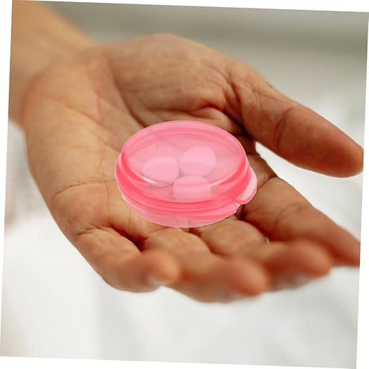 Baluue 3pcs Round Pill Organizer Portable Daily Medicine Dispenser for Travel Sealed Compartments for Vitamins and Medication for Home and Outdoor Use