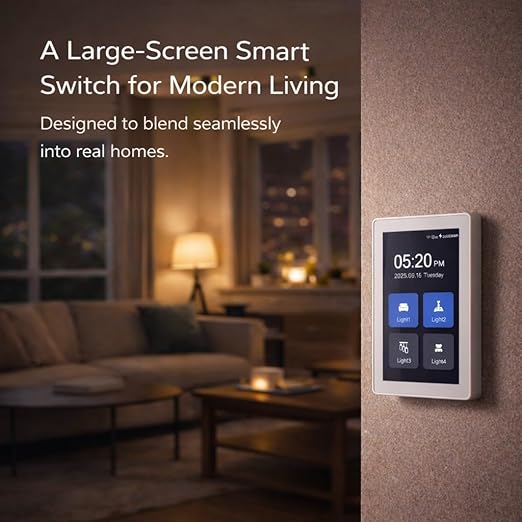 LANBON L10 Large LCD Smart Light Switch, Custom Display & Icons, 6-in-1 1/2/3/4 Gang & Curtain, 2.4GHz WiFi, Compatible with Alexa & Google Home, Motion Wake Screen, No Dimmer, Neutral Wire Required