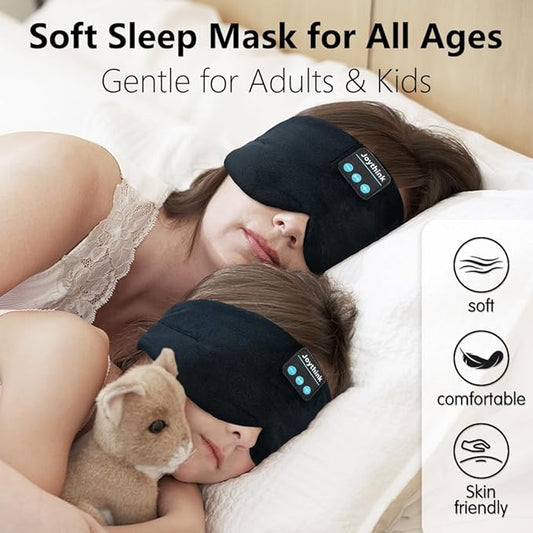 Joythink Sleep Headphones Sleep Mask Kids Children Wireless Music Eye Mask Sleeping Headphones Headband for Side Sleepers Silk Sleep Mask with Wireless Headphones Ultra-Thin Stereo Speakers