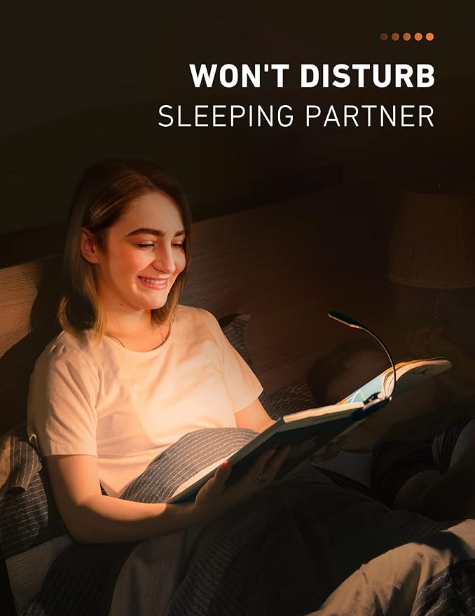 Monotremp Book Lights for Reading at Night in Bed, 80 Hours Runtime Rechargeable Reading Lights for Books in Bed, 3 Brightness Levels × 3 Color Temperatures, 1.3 oz Lightweight