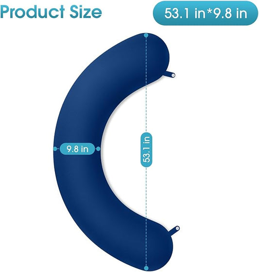 Body Pillow, Long Pillow, Memory Foam Body Pillow, C-Shaped Side Sleep Pillow, Machine Washable Pillowcase, Dark Blue-53”×10”