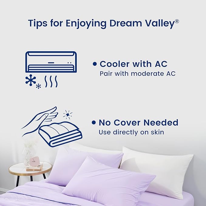Dream Valley Outlast® Queen Cooling Comforter, NASA-Grade Instant Cooling Blanket for Hot Sleepers, Luxurious Comforter for All Season, Lavender Fog, 90"x90"