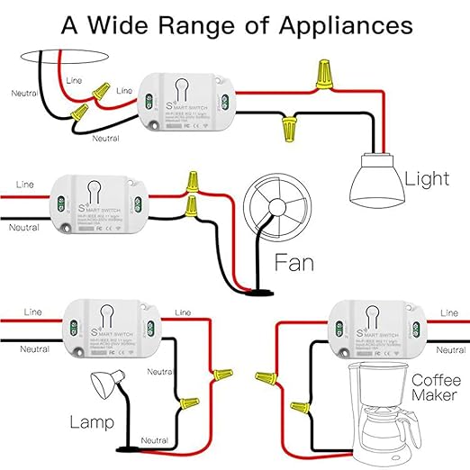 16A Basic Wireless Smart Switch,Wi-Fi Light Switch Compatible with Alexa & Google Home & SmartThings,FCC Certified,No Hub Required Support DIY Module (2 pcs)