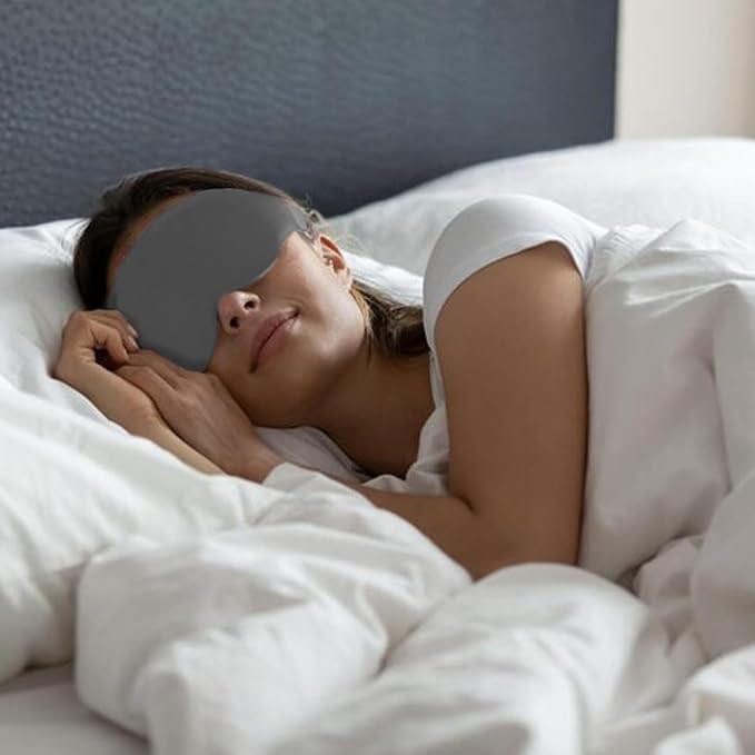 3D Contoured Sleep Mask, Memory Foam, Adjustable Strap, Ergonomic Design for Total Darkness (Grey)