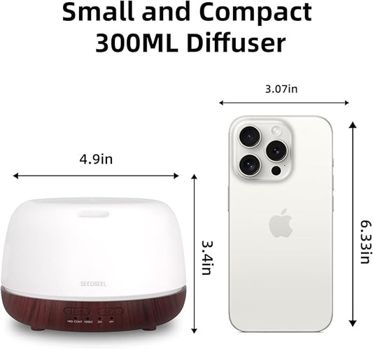 300ML Essential Oil Diffuser,Aromatherapy Diffuser with Remote Control, 7-Color LED Light and 4 Timers,Quiet Auto-Off for Bedroom, Home,Office