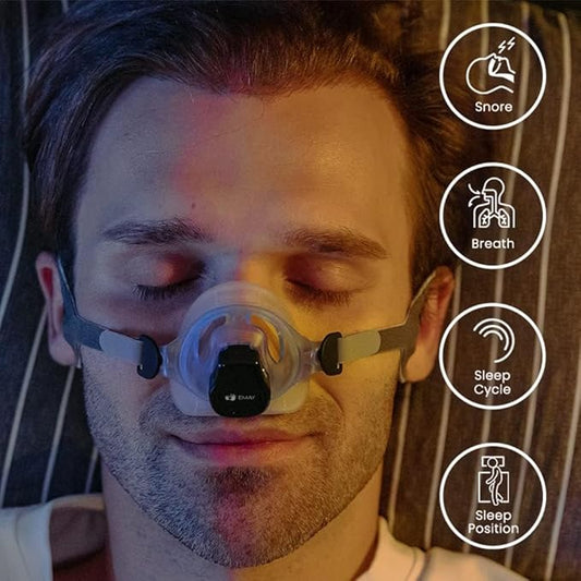 EMAY Sleep Breathing Monitor for Airflow Tracking | Record Breathing Continuously On The App | Monitor Sleep Quality and Respiratory Events | Generate Professional Sleep Report with Data Analysis