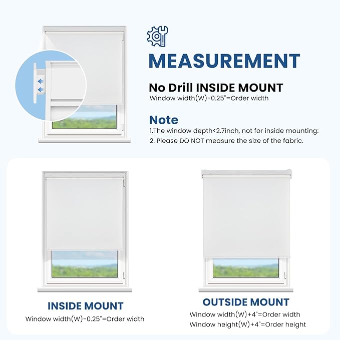 Grandekor No Drill Motorized Roller Blinds with Remote Control - White-Light Filtering 67.5 * 36 Motorized Blinds | Smart Electric Shades Compatible with App & Voice Control for Living Room