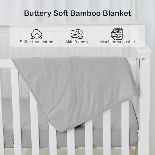 BubblePanda Rayon Made from Bamboo Baby Blanket for Boys Girls Neutral Soft Crib Blanket Toddler Quilt Comforter Newborn Nursery 30 x 40 Inch Gray